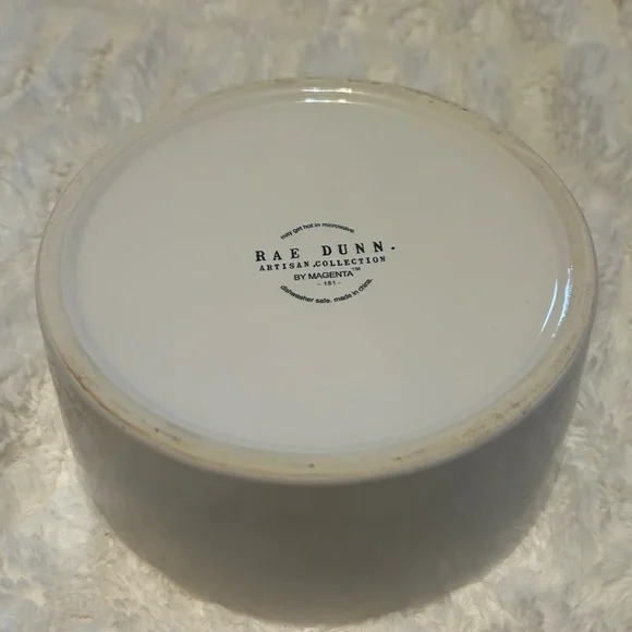 Rae Dunn White and Teal Ceramic Bowl - Picture 3 of 4